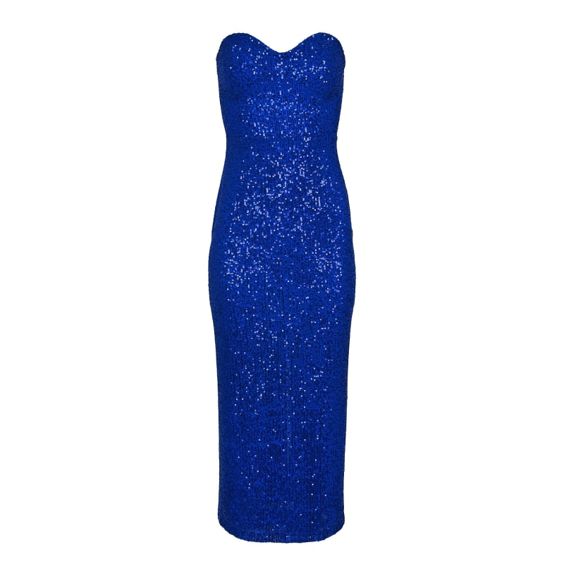 Thumbnail of Pandora Strapless Sequin Dress Blue image