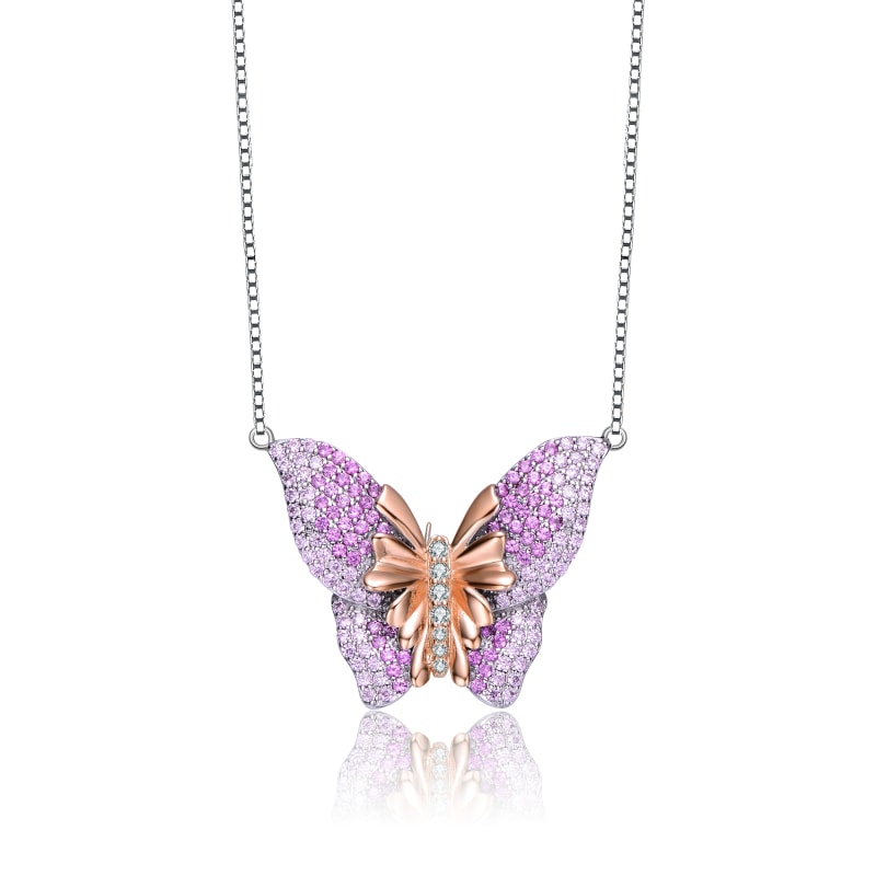 Papilloni re Butterfly Silver Limited Edition Necklace by Genevive Jewelry