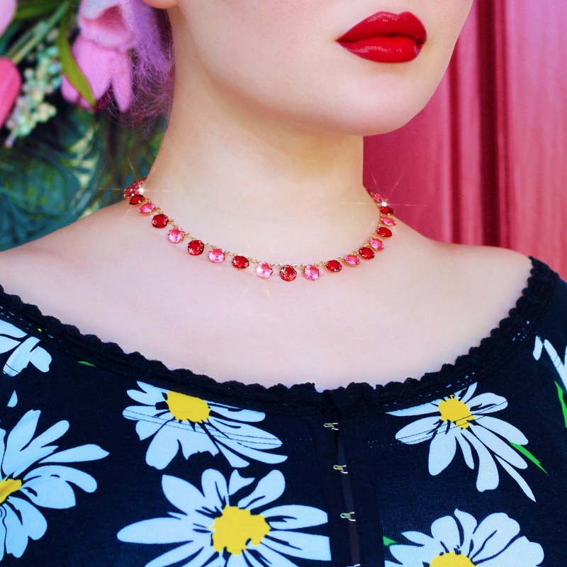 Thumbnail of Paradise Padparadscha & Garnet Riviere Necklace image