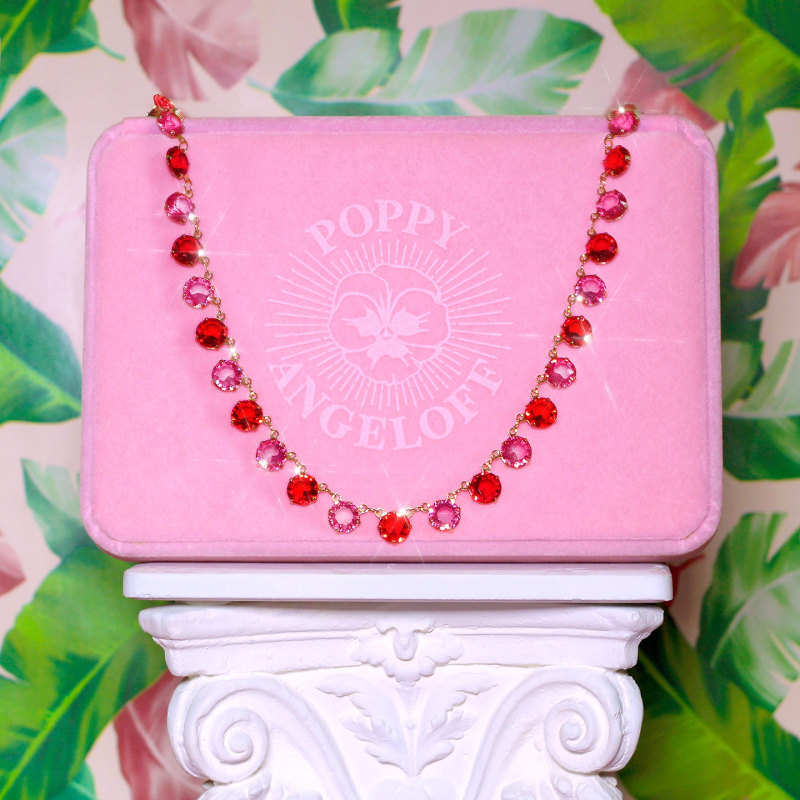 Thumbnail of Paradise Padparadscha & Garnet Riviere Necklace image