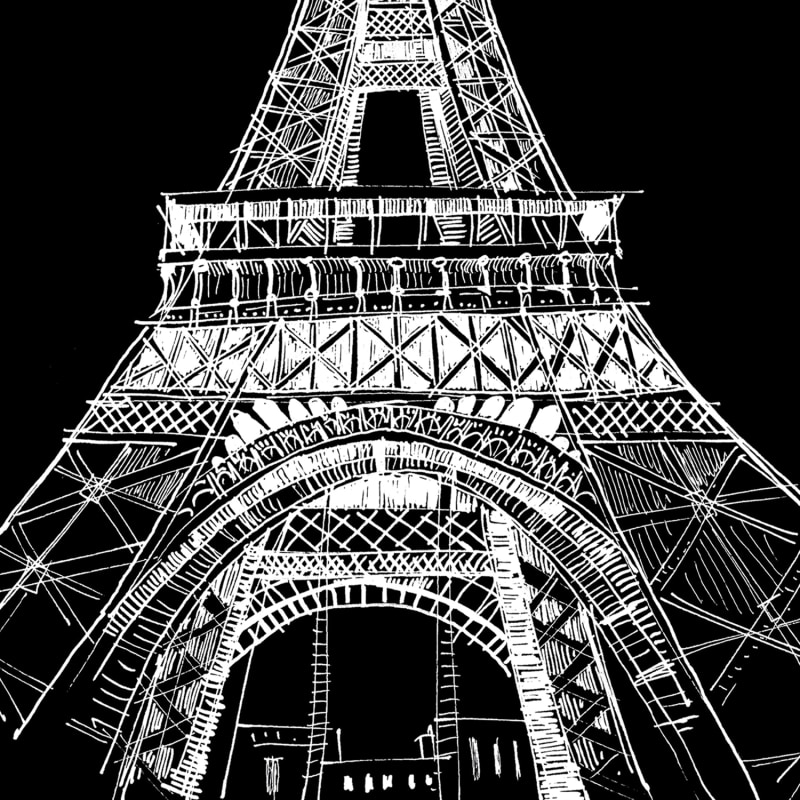 Black And White City Poster, Paris Wall Art With Eiffel Tower At Night
