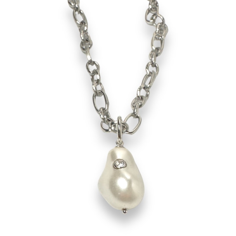 Thumbnail of Paris Baroque Pearl Double Clasp Necklace In White Gold image