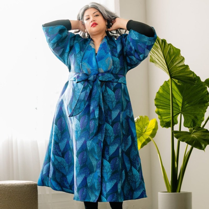 Blue feather coat deals