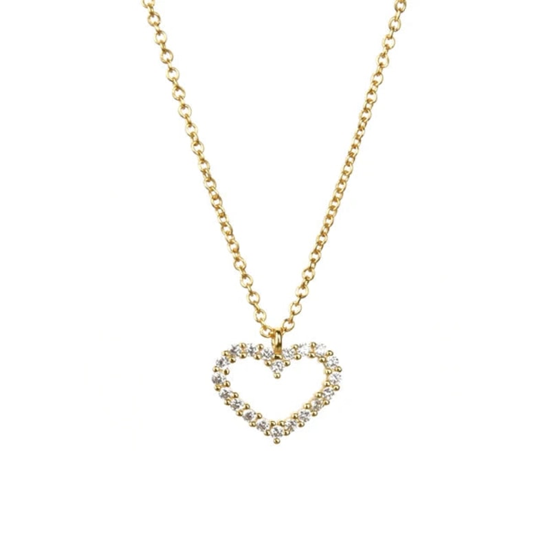 Pave Heart Gold Pendant Necklace by Nazzar