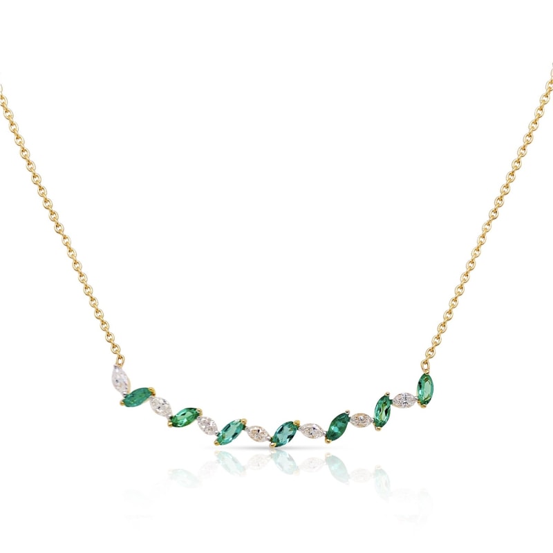 Thumbnail of Diamond & Emerald Necklace In 18K Yellow Gold image