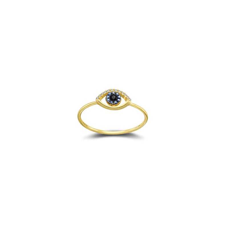 Thumbnail of 18K Yellow Gold Evil Eye Sapphire Diamond Ring image