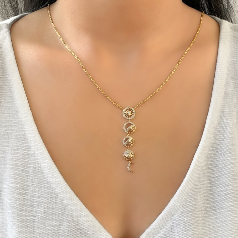 Thumbnail of Moon Phases Necklace In 14 Kt Yellow Gold Vermeil On Sterling Silver image
