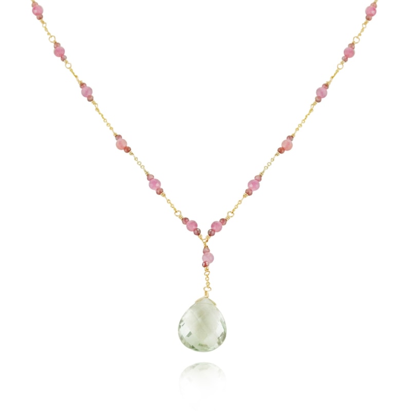 Thumbnail of Green Amethyst Drop Necklace image