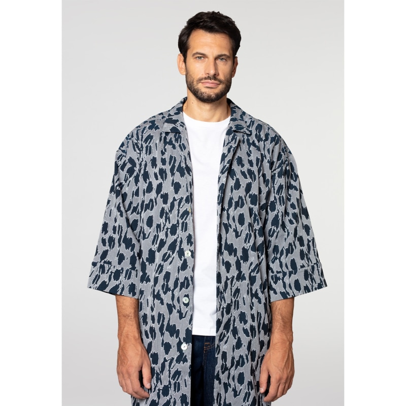 Thumbnail of Yukata Shirt Navy Blue & White. image