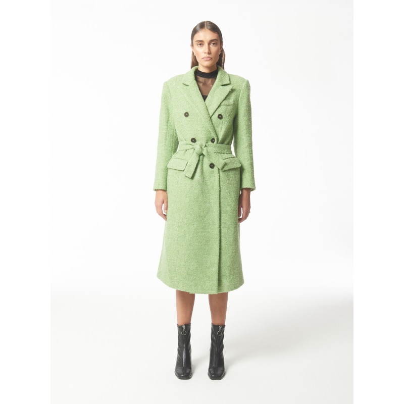 Oversized Metallic Thread Peak-Lapels Bouclé Tweed Coat In Oversized Metallic Thread Peak-Lapels Bouclé Tweed Coat In