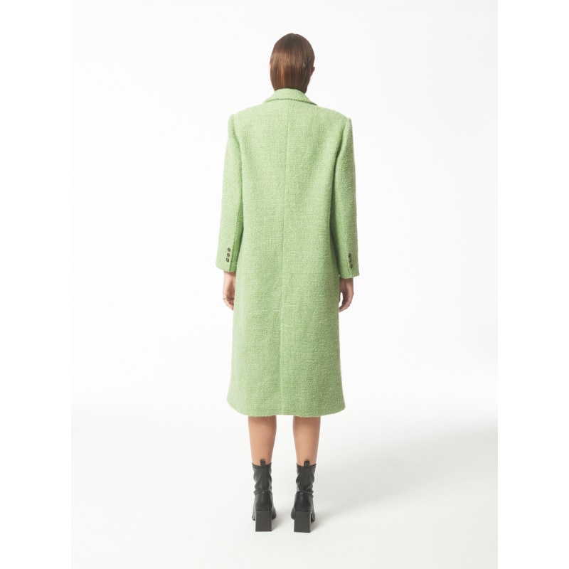 Oversized Metallic Thread Peak-Lapels Bouclé Tweed Coat In Oversized Metallic Thread Peak-Lapels Bouclé Tweed Coat In