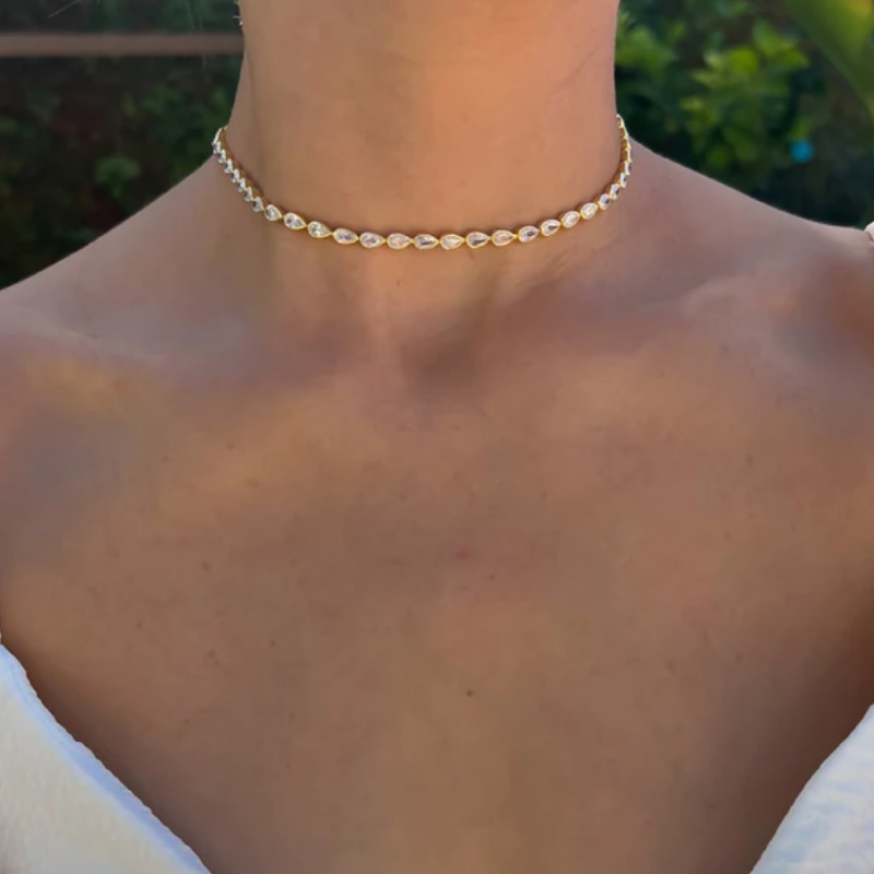 Thumbnail of Pear Diamond Choker Tennis Necklace image