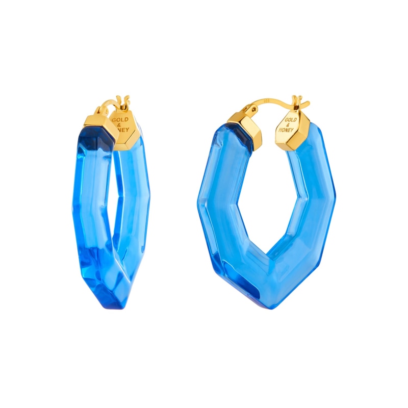 Blue lucite deals hoop earrings