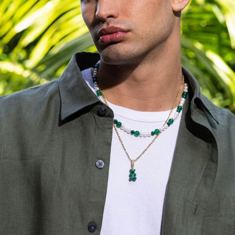 Men's malachite necklace cheap