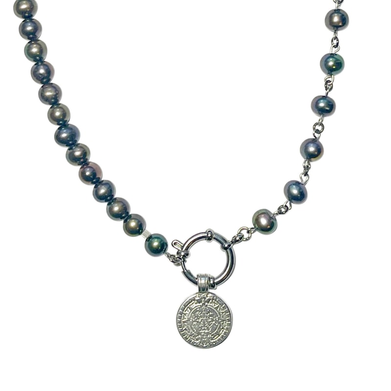 Pearl and coin necklace best sale
