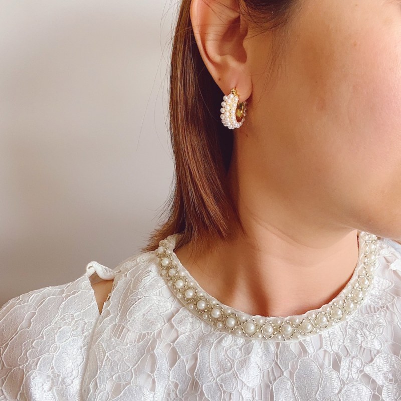 Thumbnail of Pearl Hoop Earrings image