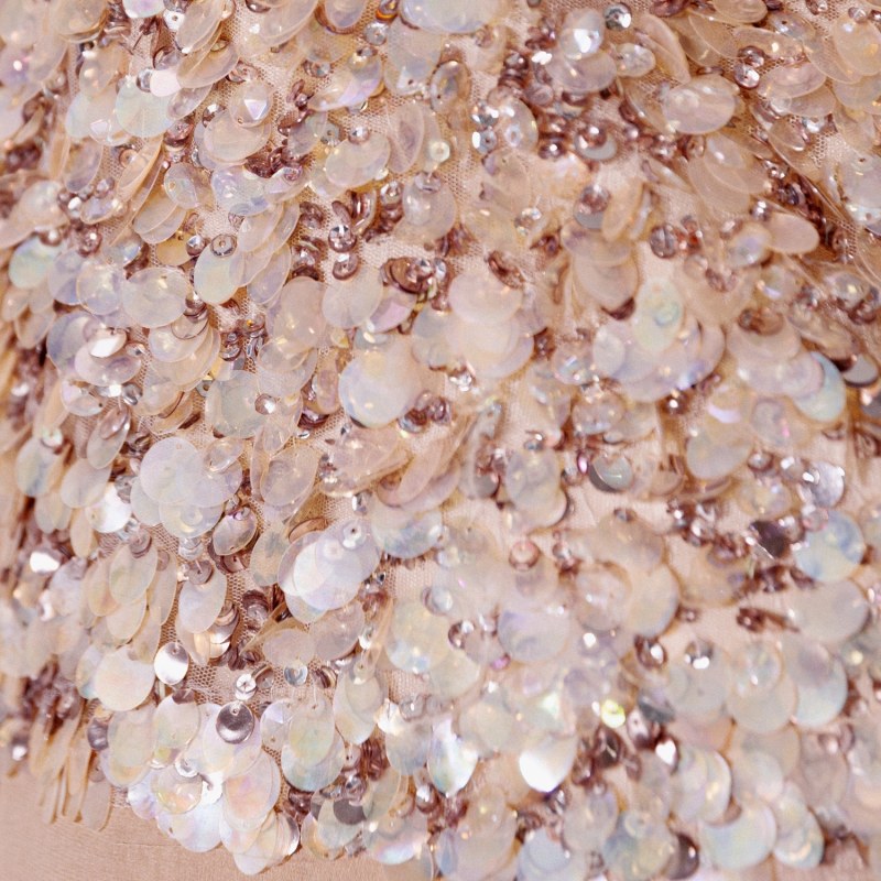 Thumbnail of Pearl Sequin Embellished Silk Mini Dress Beige image