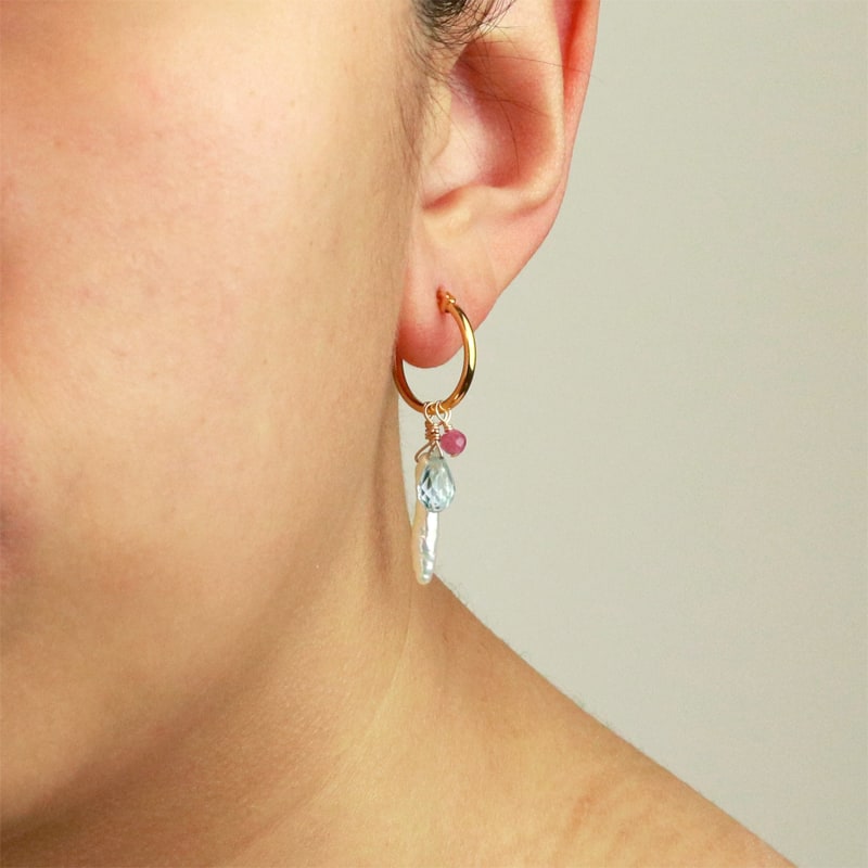 Thumbnail of Pearl Stick Cluster Hoop Earrings image