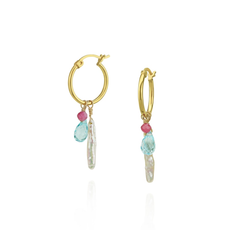 Thumbnail of Pearl Stick Cluster Hoop Earrings image