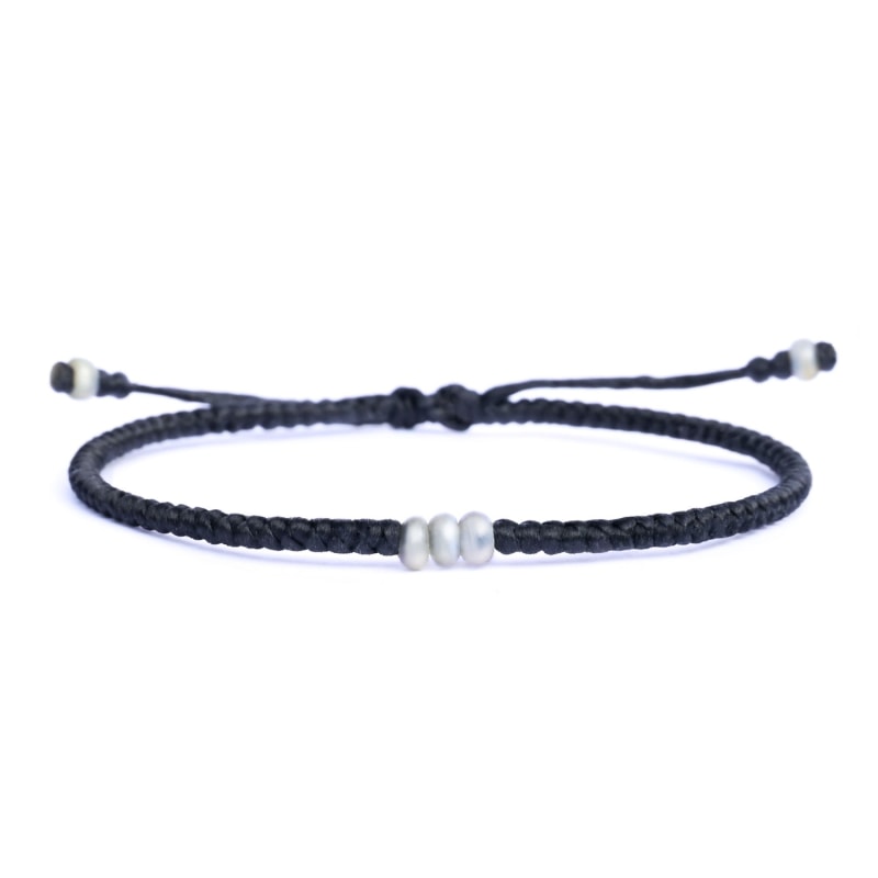Pearl Stone Black Rope Bracelet For Men Elementum Harbour UK