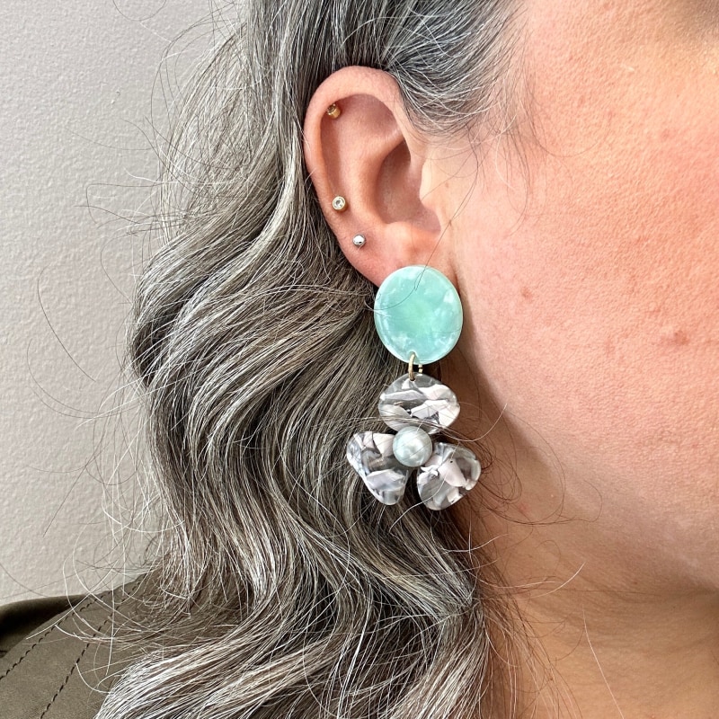 Pearl Water Poppy Drop Earrings In Purple Green CLOSET REHAB