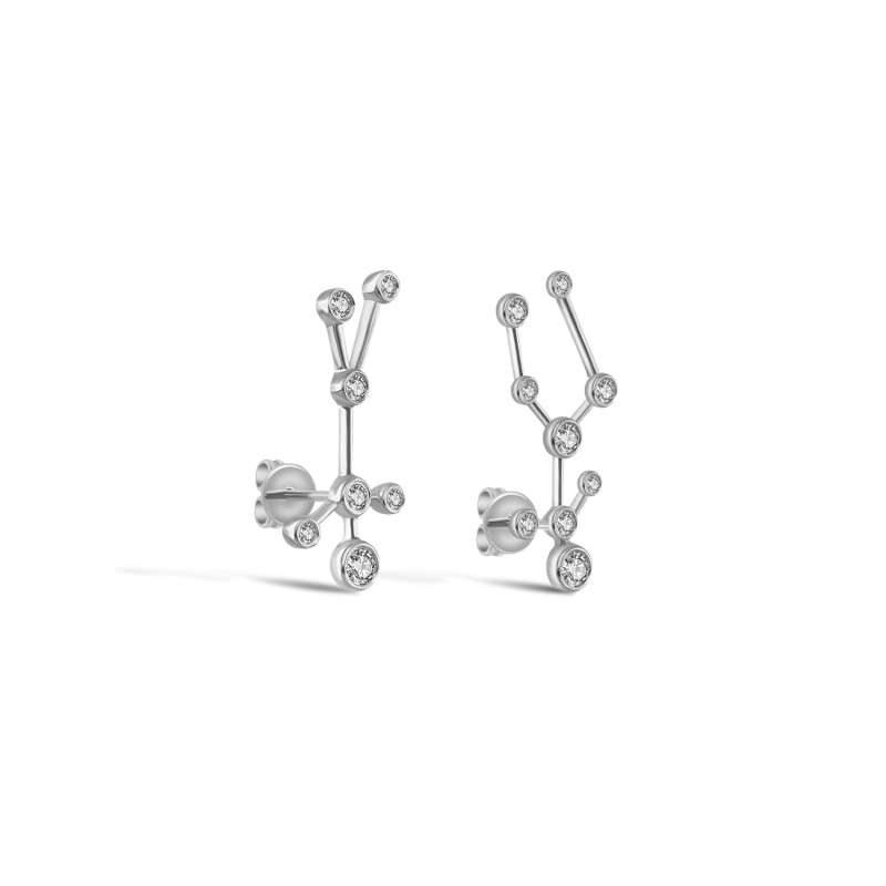 Thumbnail of Gemini Zodiac Constellation Earing 18K White Gold & Diamond image