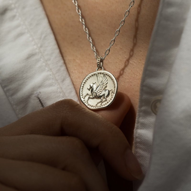 Thumbnail of Pegasus Overcome And Thrive Talisman Necklace In Silver image