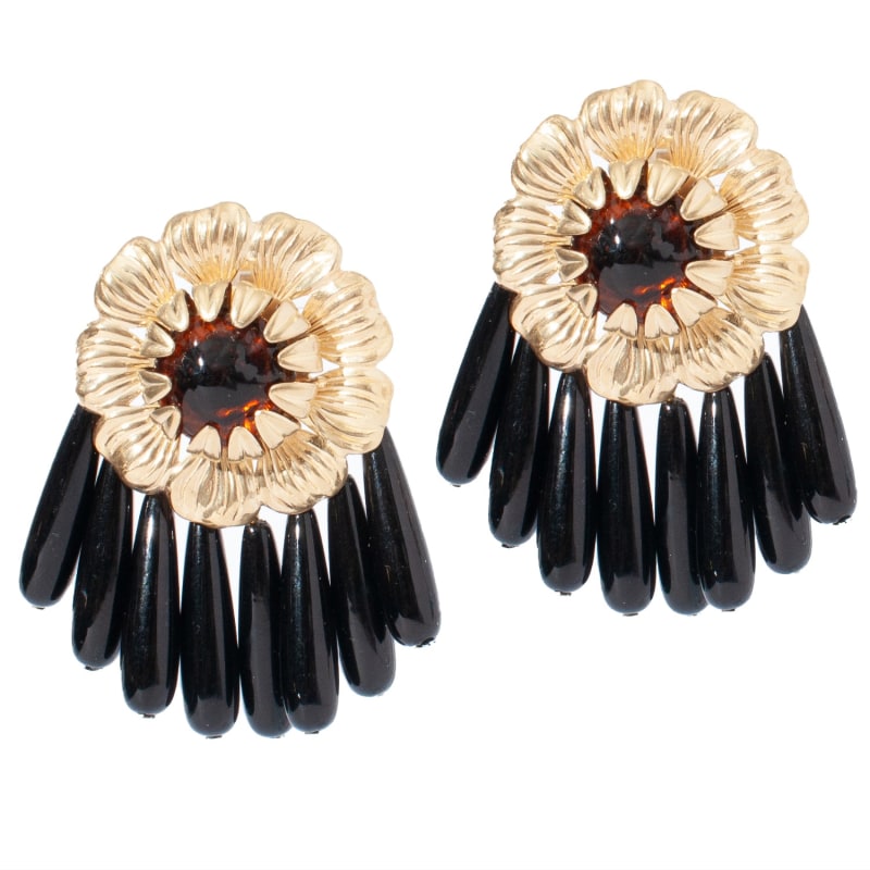 Thumbnail of Peony Earring In Tortoise And Black image