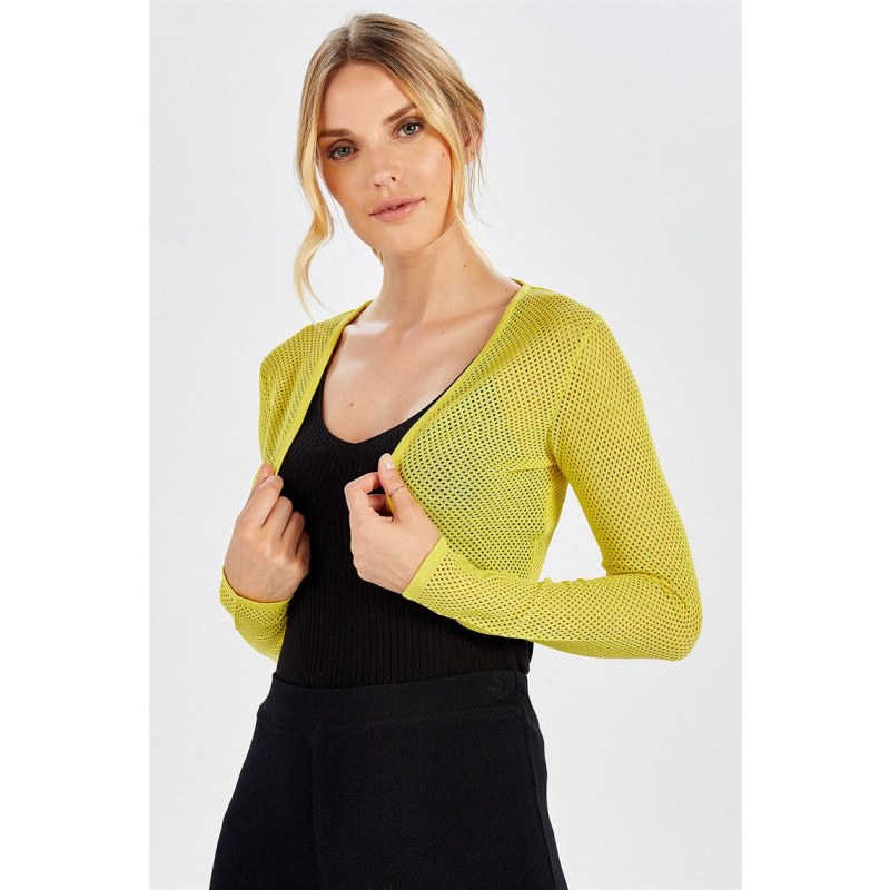 Thumbnail of Butterfly Fishnet Knit Bolero In Yellow image