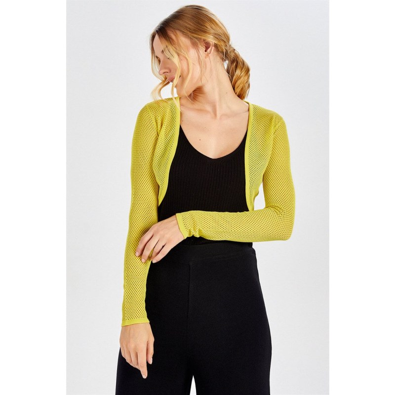 Thumbnail of Butterfly Fishnet Knit Bolero In Yellow image