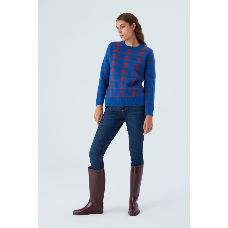 Thumbnail of Gemini Pine Patterned Pullover In Royal Blue/Orange image