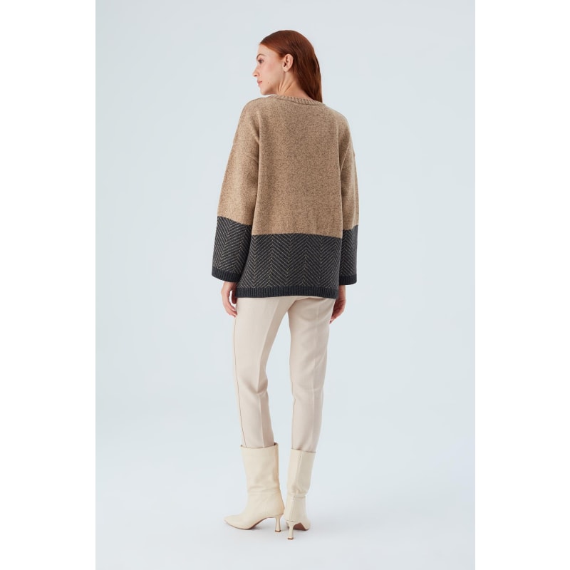 Thumbnail of Mabel Pullover Jacquard Pattern Knit Jumper In - Pale Taupe image