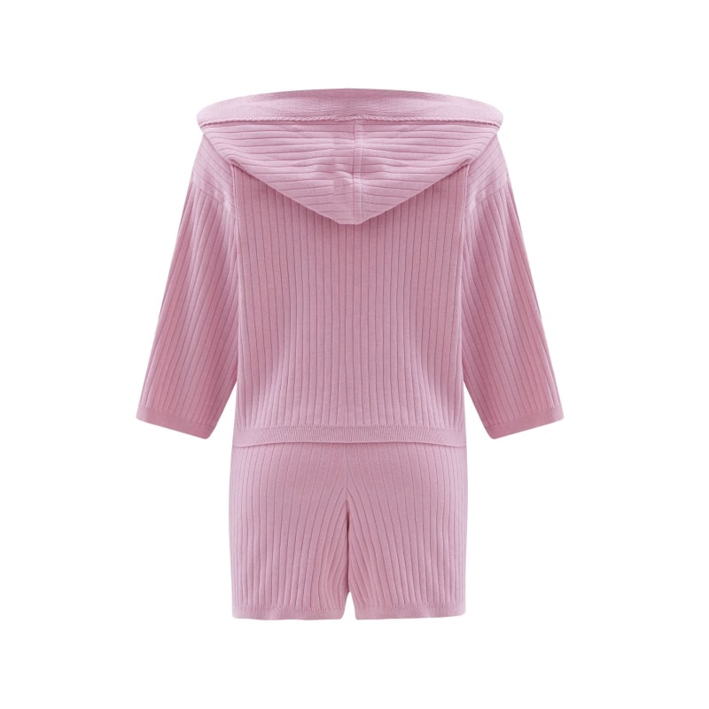 Thumbnail of Mujo Knitted Crop Cardigan & Shorts In Candy Pink image