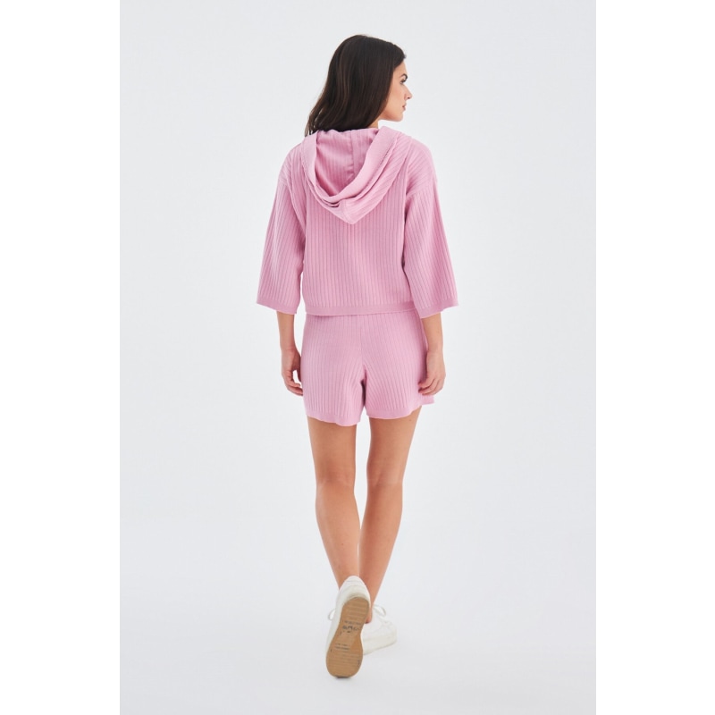 Thumbnail of Mujo Knitted Crop Cardigan & Shorts In Candy Pink image