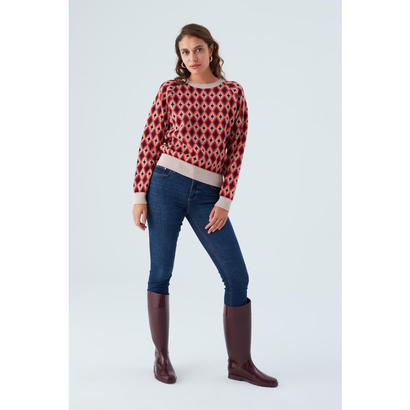 Thumbnail of Trudy Diamond Pattern O-Neck Pullover In Multicolor image