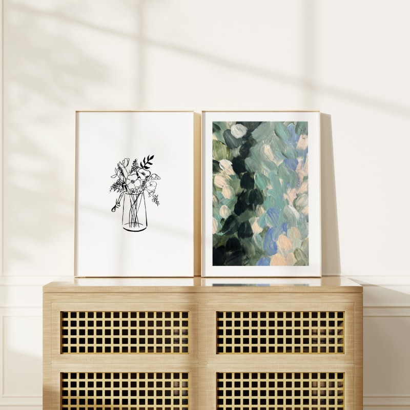 Thumbnail of Perfect Bouquet And Muted Greenery Abstract Print Pair image