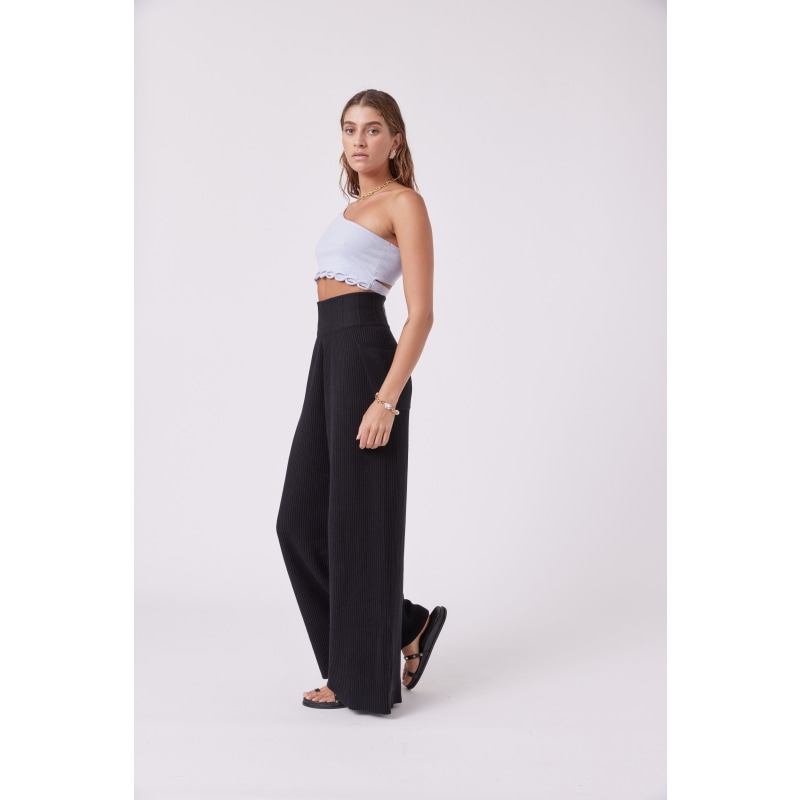 High Rise Wide Leg Knit Pant in Black