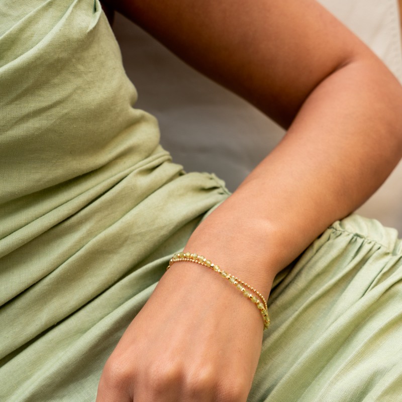 Peridot Faceted Bead Orissa Bracelet In Gold Vermeil by Dower Hall