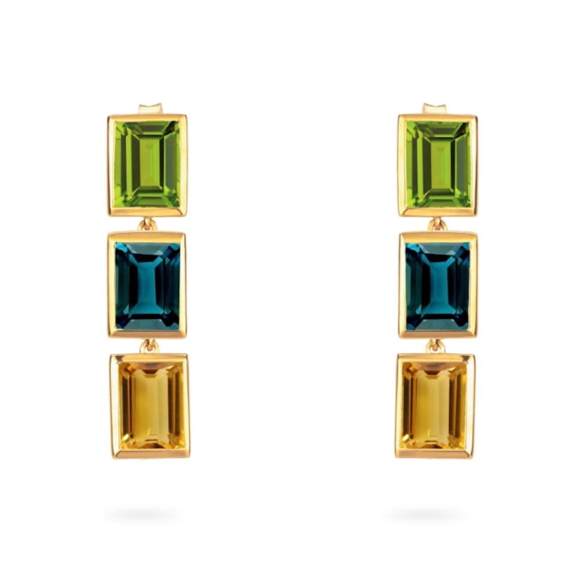 Thumbnail of Peridot Topaz Citrine Drop Earrings image