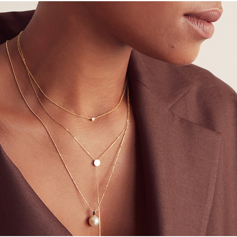 Women s Diamond Layering Necklace White Gold 18 Maya Brenner