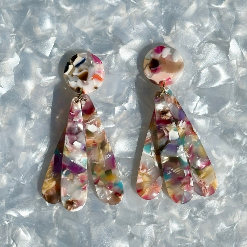 Thumbnail of Petal Drop Earrings In Light Multicolor image