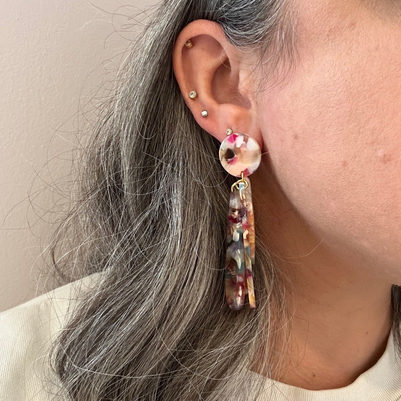 Thumbnail of Petal Drop Earrings In Light Multicolor image