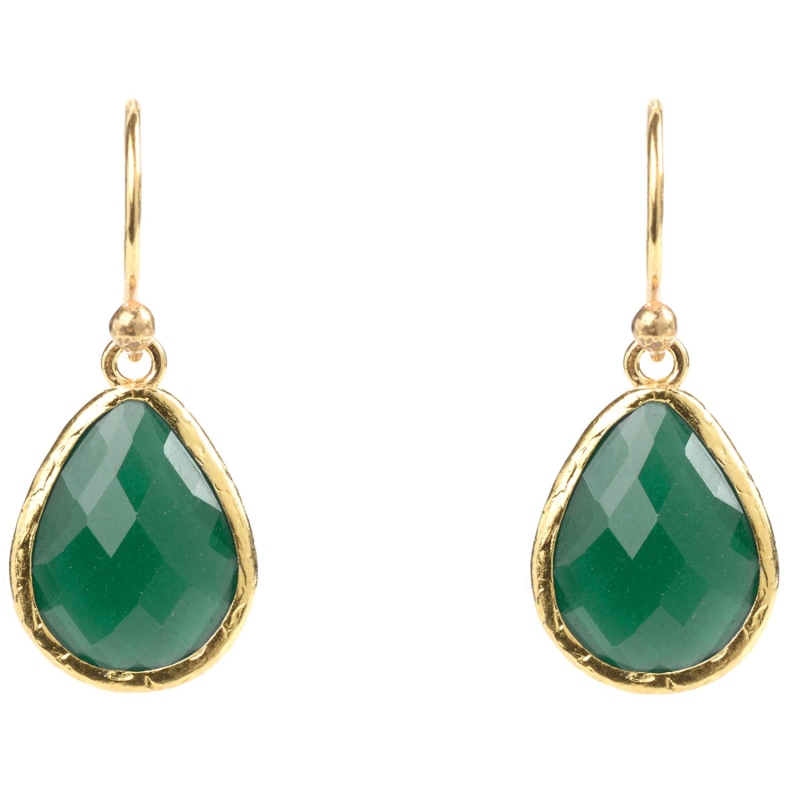 Thumbnail of Petite Drop Earrings Green Onyx Gold image