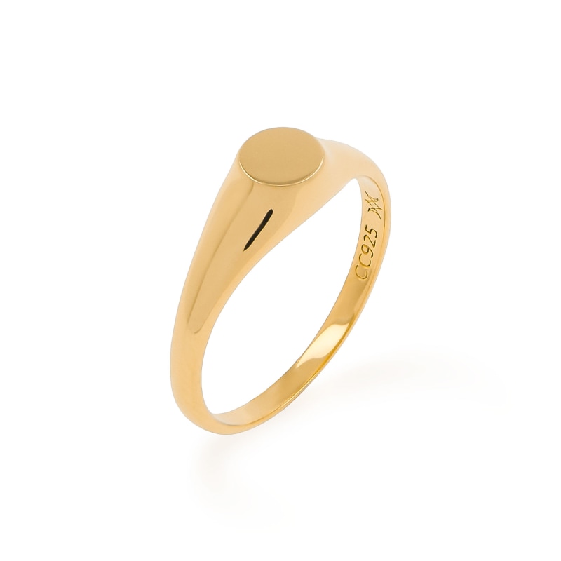 Thumbnail of Petite Round Gold Pinky Signet Ring image