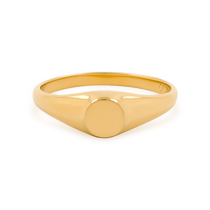 Thumbnail of Petite Round Gold Pinky Signet Ring image