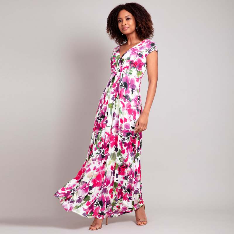 Thumbnail of Petite Sophia Maxi Dress In Fuchsia Florals Print image