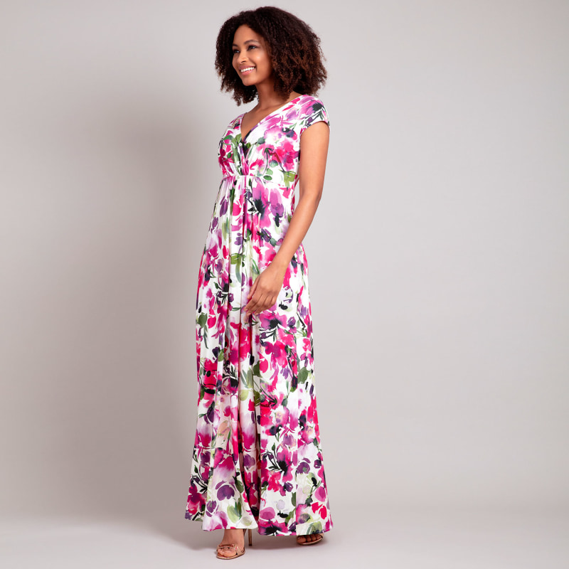 Thumbnail of Petite Sophia Maxi Dress In Fuchsia Florals Print image