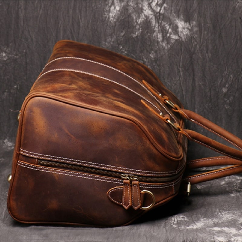 Thumbnail of Genuine Leather Duffle With Luggage Tag - Brown image