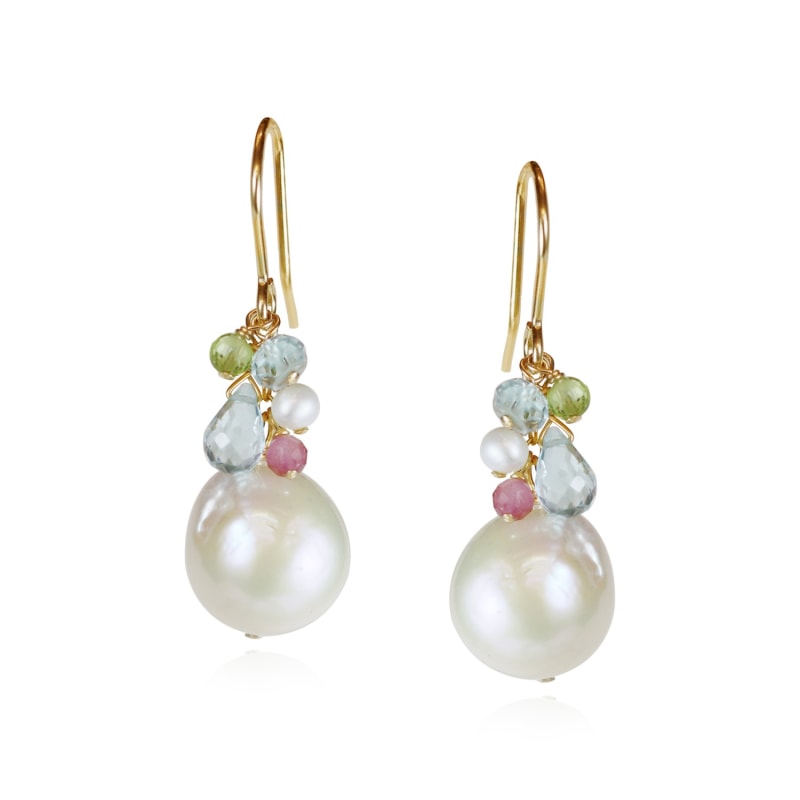 Thumbnail of Baroque Pearl Gemstone Earrings. image