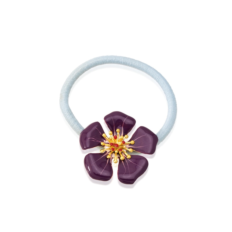 Thumbnail of Purple Primrose Flower-Embellished Ponytail Holder image